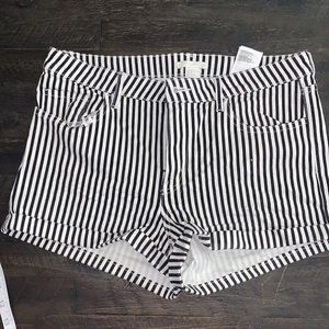 Black and white striped jean shorts